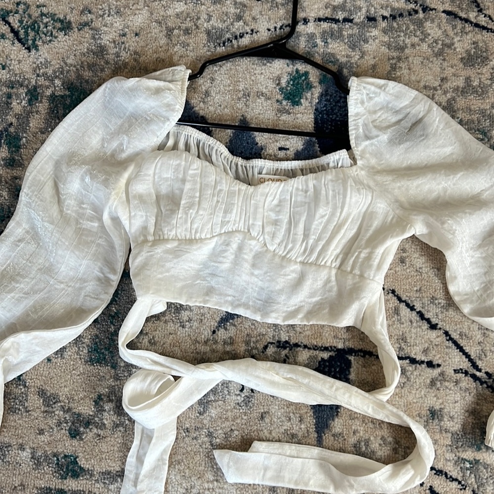 Light soft airy, long sleeve with wrap around tie, Amazing Lace